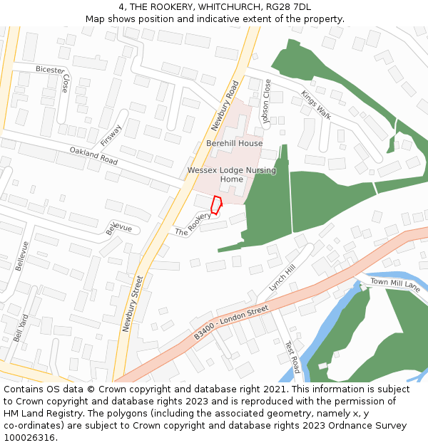 4, THE ROOKERY, WHITCHURCH, RG28 7DL: Location map and indicative extent of plot