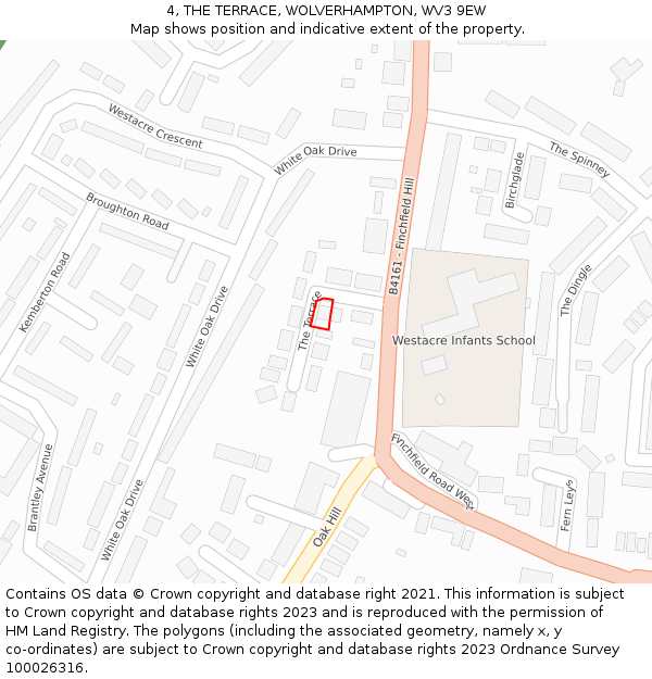 4, THE TERRACE, WOLVERHAMPTON, WV3 9EW: Location map and indicative extent of plot