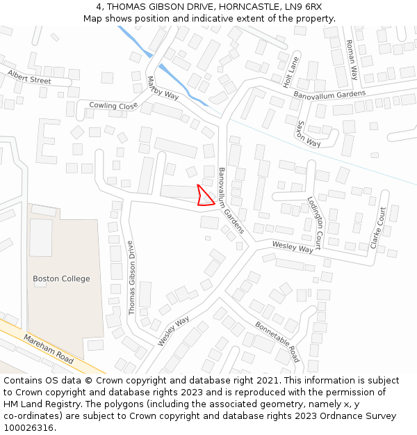 4, THOMAS GIBSON DRIVE, HORNCASTLE, LN9 6RX: Location map and indicative extent of plot
