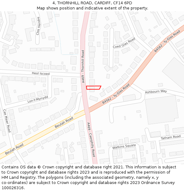 4, THORNHILL ROAD, CARDIFF, CF14 6PD: Location map and indicative extent of plot