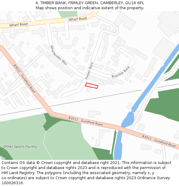 4, TIMBER BANK, FRIMLEY GREEN, CAMBERLEY, GU16 6PL: Location map and indicative extent of plot