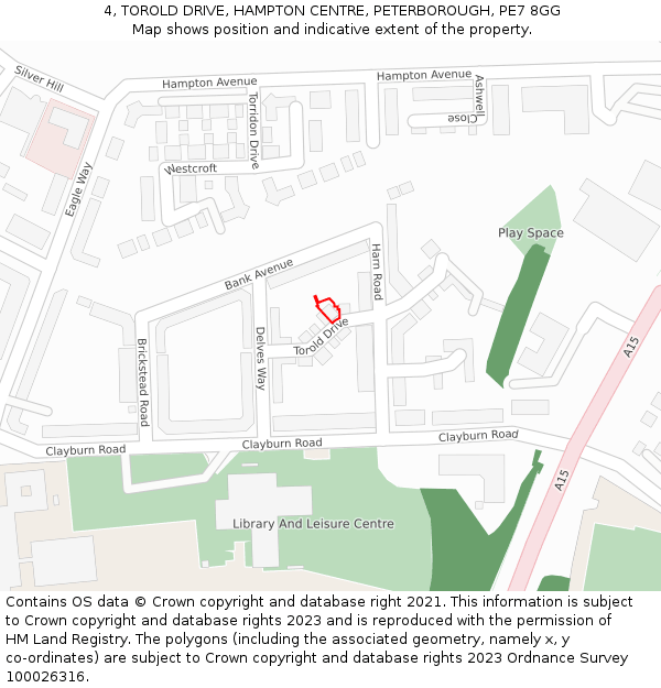 4, TOROLD DRIVE, HAMPTON CENTRE, PETERBOROUGH, PE7 8GG: Location map and indicative extent of plot