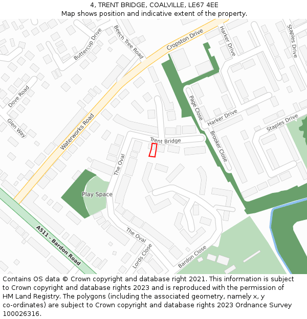4, TRENT BRIDGE, COALVILLE, LE67 4EE: Location map and indicative extent of plot