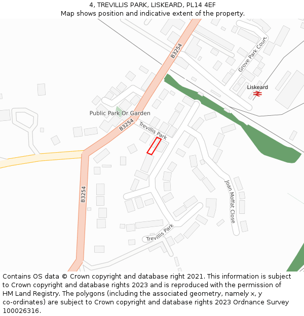 4, TREVILLIS PARK, LISKEARD, PL14 4EF: Location map and indicative extent of plot