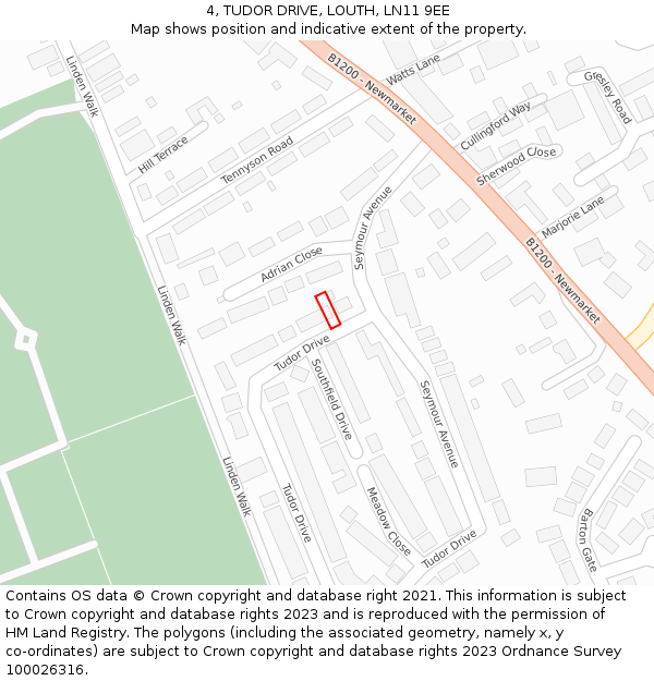 4, TUDOR DRIVE, LOUTH, LN11 9EE: Location map and indicative extent of plot