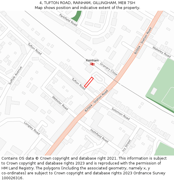 4, TUFTON ROAD, RAINHAM, GILLINGHAM, ME8 7SH: Location map and indicative extent of plot
