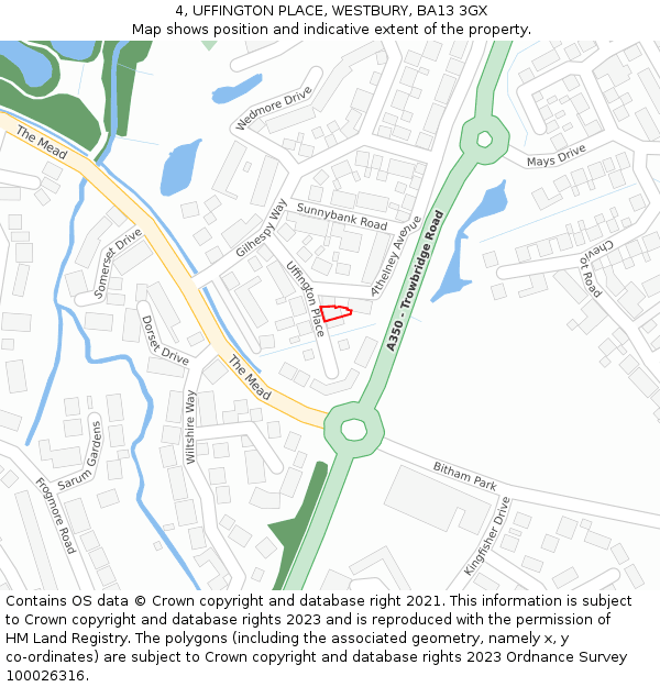 4, UFFINGTON PLACE, WESTBURY, BA13 3GX: Location map and indicative extent of plot