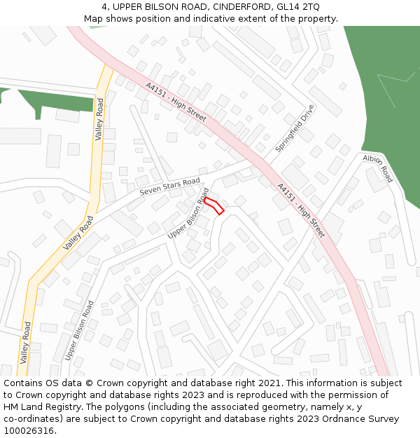 4, UPPER BILSON ROAD, CINDERFORD, GL14 2TQ: Location map and indicative extent of plot