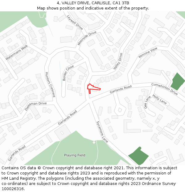 4, VALLEY DRIVE, CARLISLE, CA1 3TB: Location map and indicative extent of plot