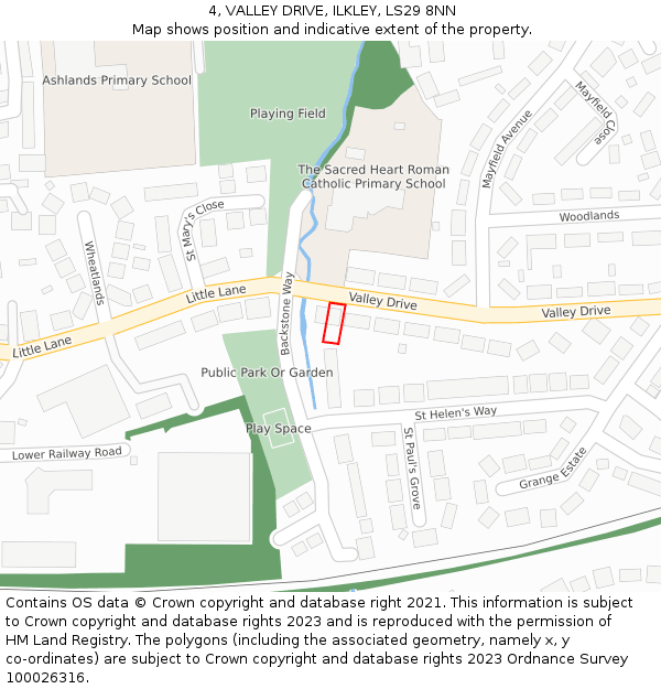 4, VALLEY DRIVE, ILKLEY, LS29 8NN: Location map and indicative extent of plot
