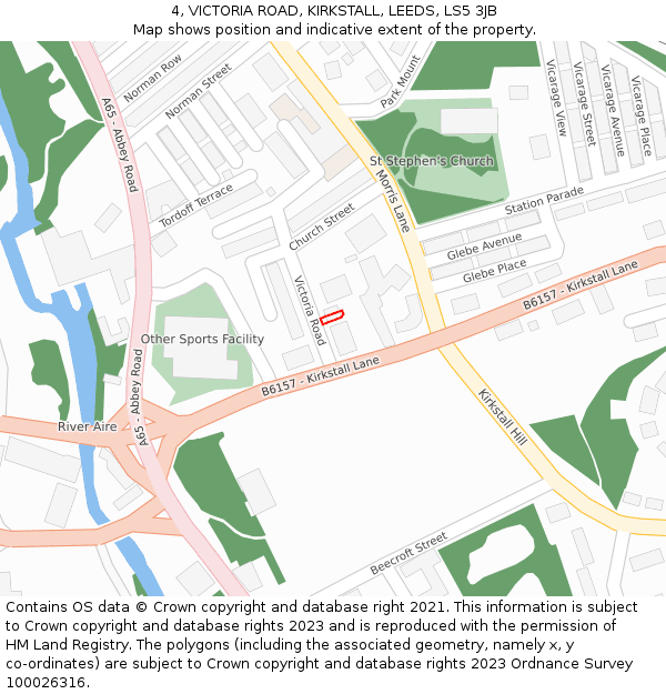 4, VICTORIA ROAD, KIRKSTALL, LEEDS, LS5 3JB: Location map and indicative extent of plot