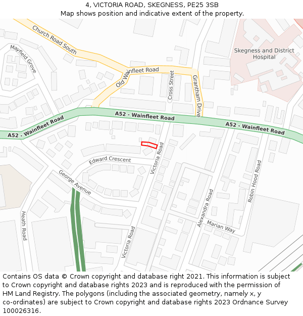 4, VICTORIA ROAD, SKEGNESS, PE25 3SB: Location map and indicative extent of plot
