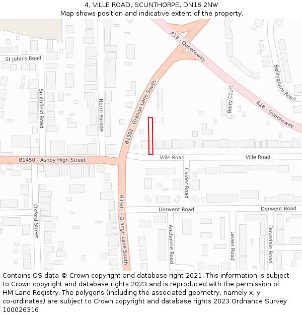 4, VILLE ROAD, SCUNTHORPE, DN16 2NW: Location map and indicative extent of plot