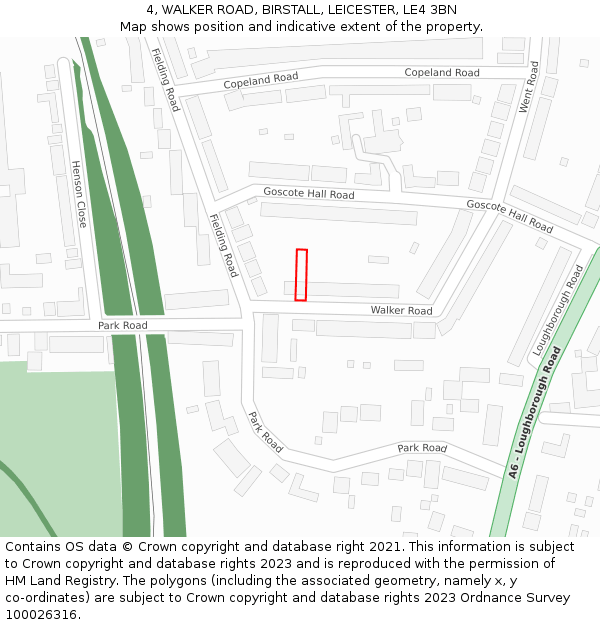 4, WALKER ROAD, BIRSTALL, LEICESTER, LE4 3BN: Location map and indicative extent of plot