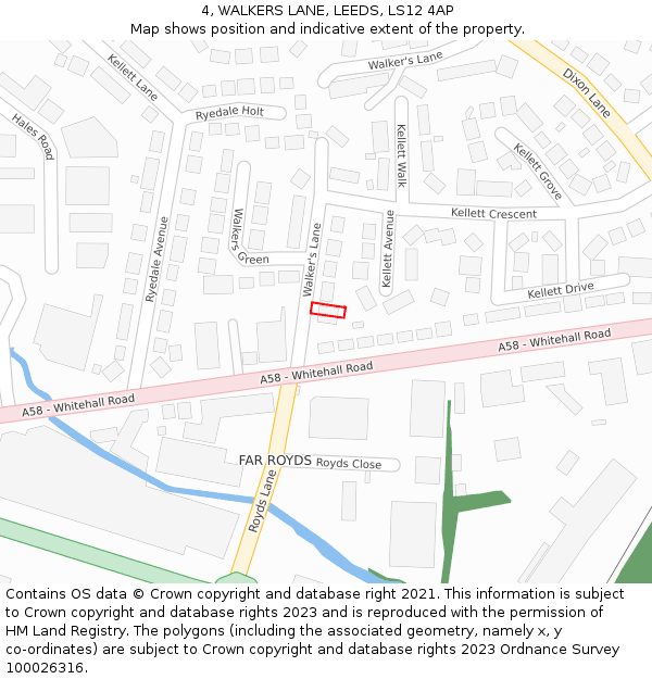 4, WALKERS LANE, LEEDS, LS12 4AP: Location map and indicative extent of plot
