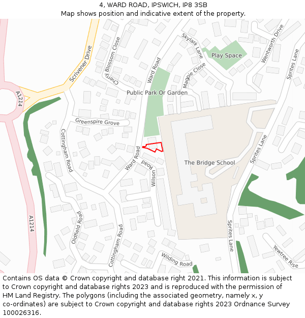 4, WARD ROAD, IPSWICH, IP8 3SB: Location map and indicative extent of plot