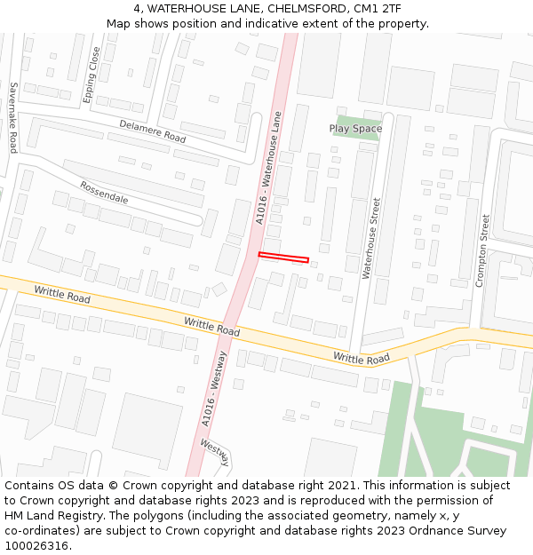 4, WATERHOUSE LANE, CHELMSFORD, CM1 2TF: Location map and indicative extent of plot
