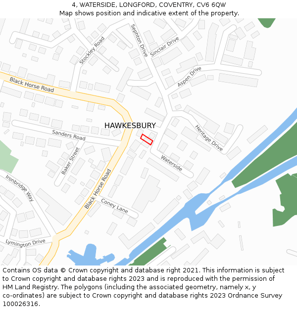 4, WATERSIDE, LONGFORD, COVENTRY, CV6 6QW: Location map and indicative extent of plot
