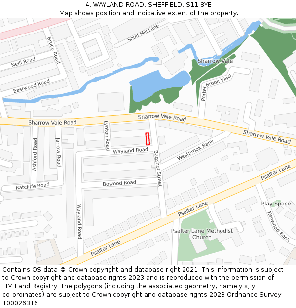 4, WAYLAND ROAD, SHEFFIELD, S11 8YE: Location map and indicative extent of plot
