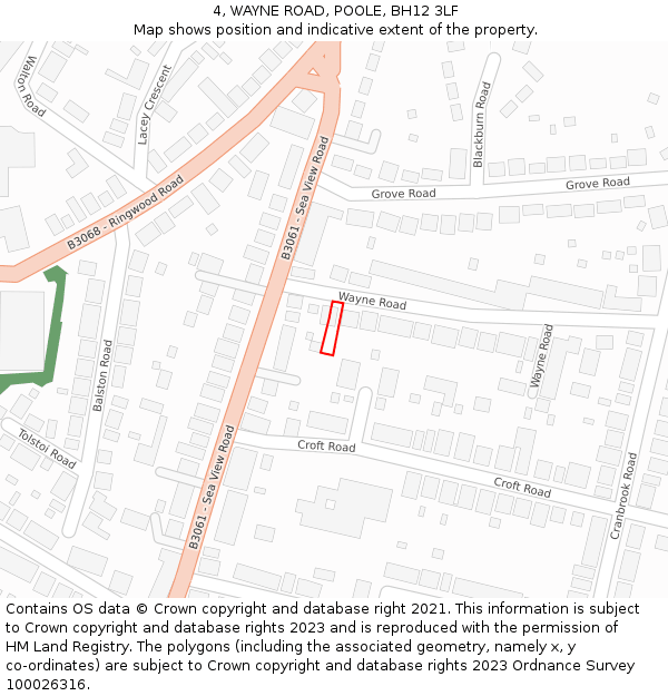 4, WAYNE ROAD, POOLE, BH12 3LF: Location map and indicative extent of plot