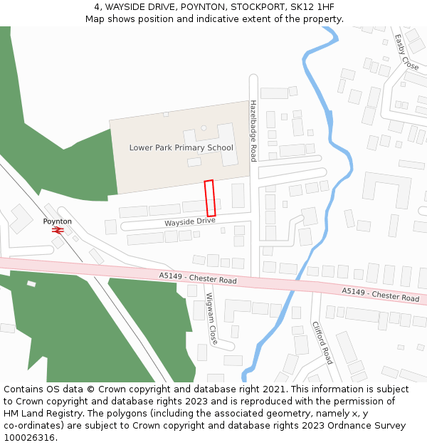 4, WAYSIDE DRIVE, POYNTON, STOCKPORT, SK12 1HF: Location map and indicative extent of plot