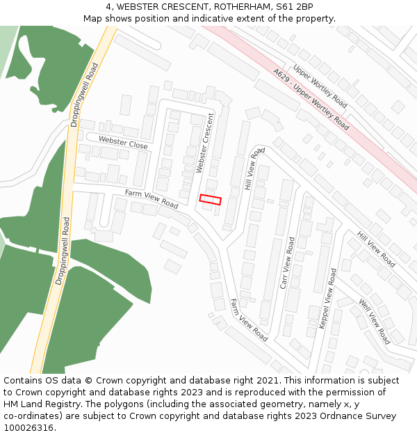 4, WEBSTER CRESCENT, ROTHERHAM, S61 2BP: Location map and indicative extent of plot
