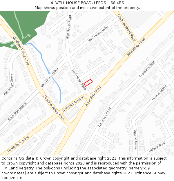 4, WELL HOUSE ROAD, LEEDS, LS8 4BS: Location map and indicative extent of plot