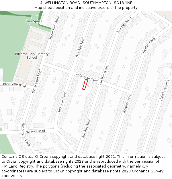 4, WELLINGTON ROAD, SOUTHAMPTON, SO18 1NE: Location map and indicative extent of plot
