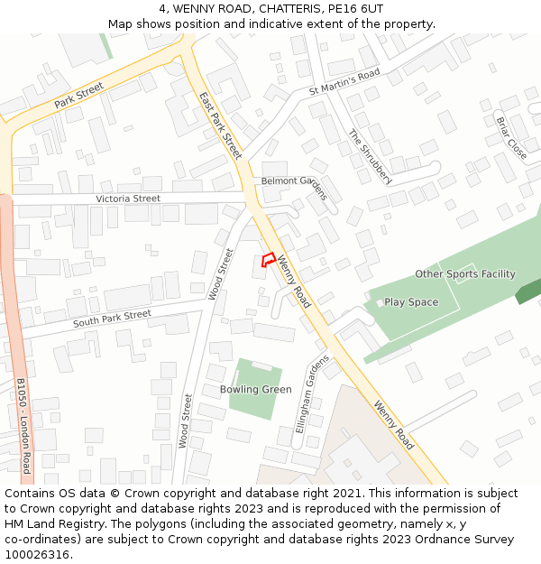4, WENNY ROAD, CHATTERIS, PE16 6UT: Location map and indicative extent of plot