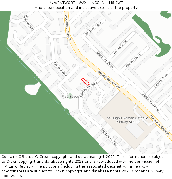 4, WENTWORTH WAY, LINCOLN, LN6 0WE: Location map and indicative extent of plot