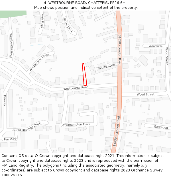 4, WESTBOURNE ROAD, CHATTERIS, PE16 6HL: Location map and indicative extent of plot