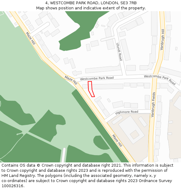 4, WESTCOMBE PARK ROAD, LONDON, SE3 7RB: Location map and indicative extent of plot