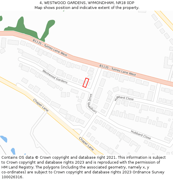 4, WESTWOOD GARDENS, WYMONDHAM, NR18 0DP: Location map and indicative extent of plot