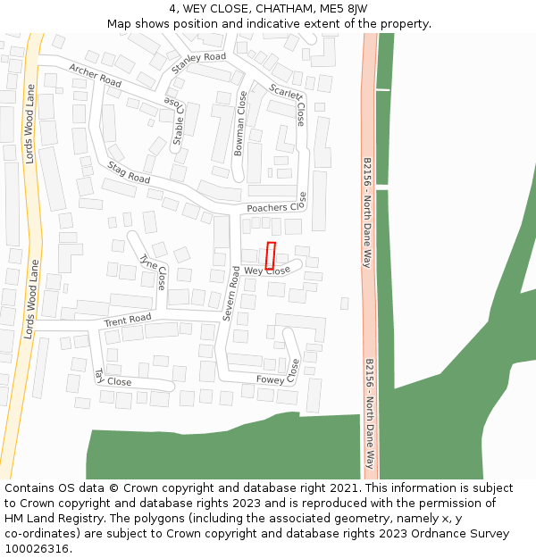 4, WEY CLOSE, CHATHAM, ME5 8JW: Location map and indicative extent of plot