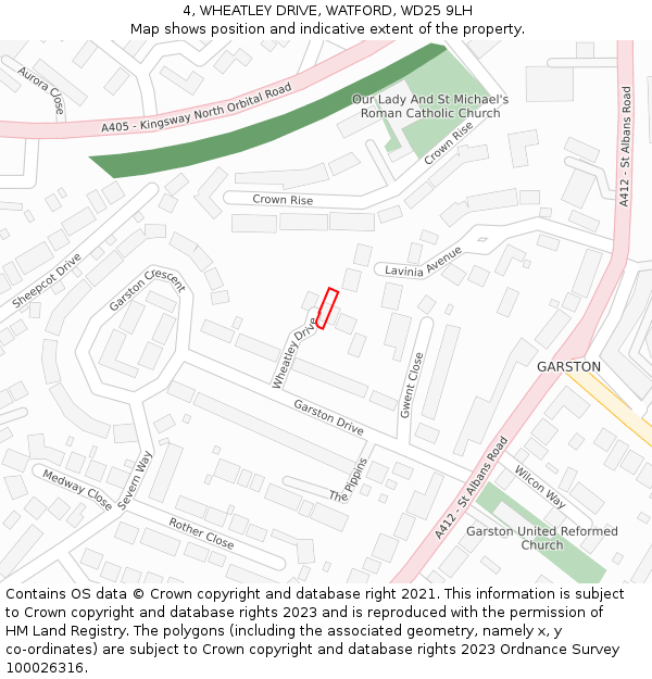 4, WHEATLEY DRIVE, WATFORD, WD25 9LH: Location map and indicative extent of plot