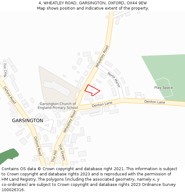 4, WHEATLEY ROAD, GARSINGTON, OXFORD, OX44 9EW: Location map and indicative extent of plot