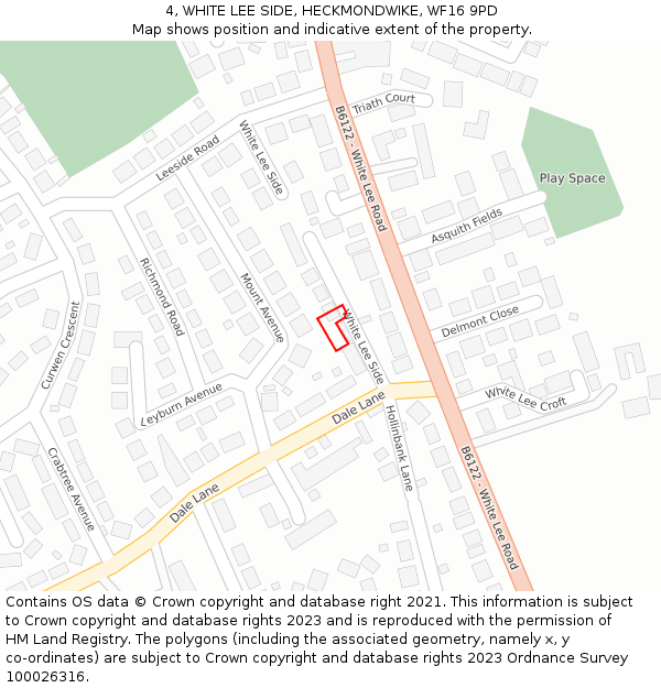 4, WHITE LEE SIDE, HECKMONDWIKE, WF16 9PD: Location map and indicative extent of plot