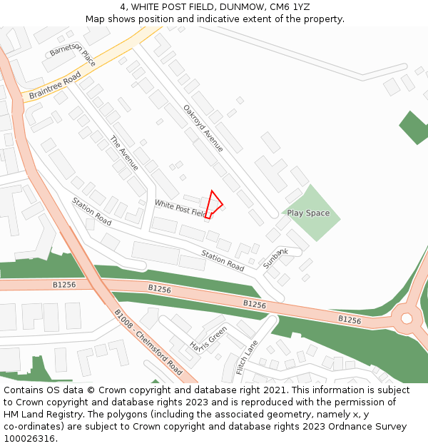 4, WHITE POST FIELD, DUNMOW, CM6 1YZ: Location map and indicative extent of plot