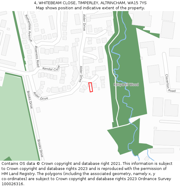 4, WHITEBEAM CLOSE, TIMPERLEY, ALTRINCHAM, WA15 7YS: Location map and indicative extent of plot