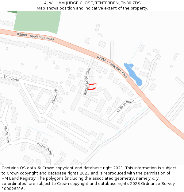 4, WILLIAM JUDGE CLOSE, TENTERDEN, TN30 7DS: Location map and indicative extent of plot