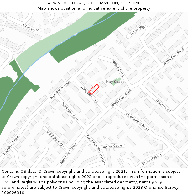 4, WINGATE DRIVE, SOUTHAMPTON, SO19 8AL: Location map and indicative extent of plot