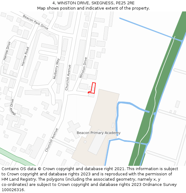4, WINSTON DRIVE, SKEGNESS, PE25 2RE: Location map and indicative extent of plot