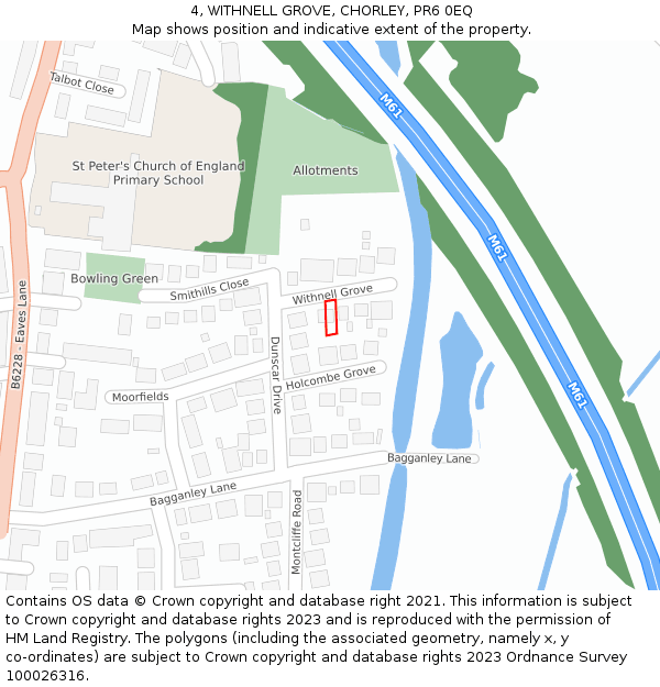 4, WITHNELL GROVE, CHORLEY, PR6 0EQ: Location map and indicative extent of plot