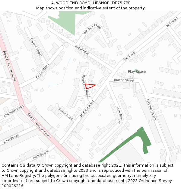 4, WOOD END ROAD, HEANOR, DE75 7PP: Location map and indicative extent of plot