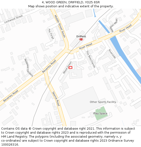 4, WOOD GREEN, DRIFFIELD, YO25 6SR: Location map and indicative extent of plot