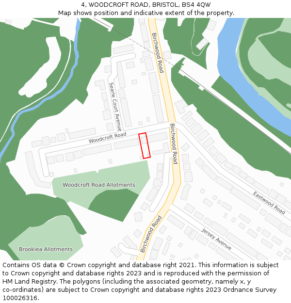 4, WOODCROFT ROAD, BRISTOL, BS4 4QW: Location map and indicative extent of plot