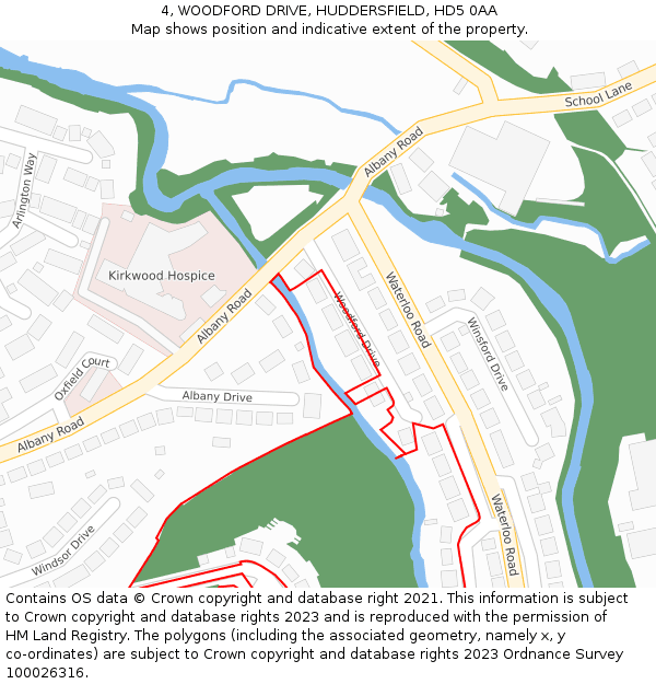 4, WOODFORD DRIVE, HUDDERSFIELD, HD5 0AA: Location map and indicative extent of plot