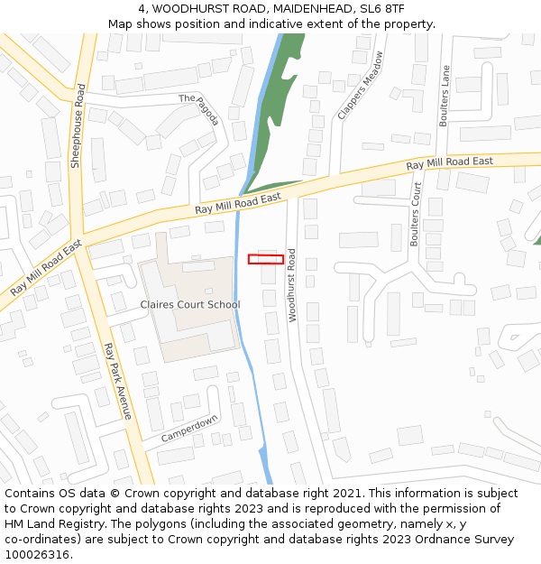 4, WOODHURST ROAD, MAIDENHEAD, SL6 8TF: Location map and indicative extent of plot