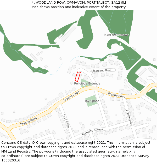 4, WOODLAND ROW, CWMAVON, PORT TALBOT, SA12 9LJ: Location map and indicative extent of plot