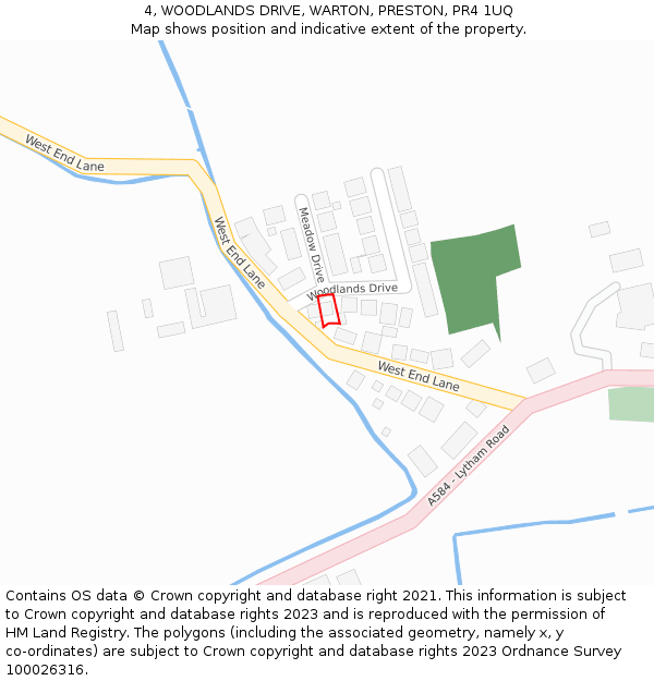 4, WOODLANDS DRIVE, WARTON, PRESTON, PR4 1UQ: Location map and indicative extent of plot